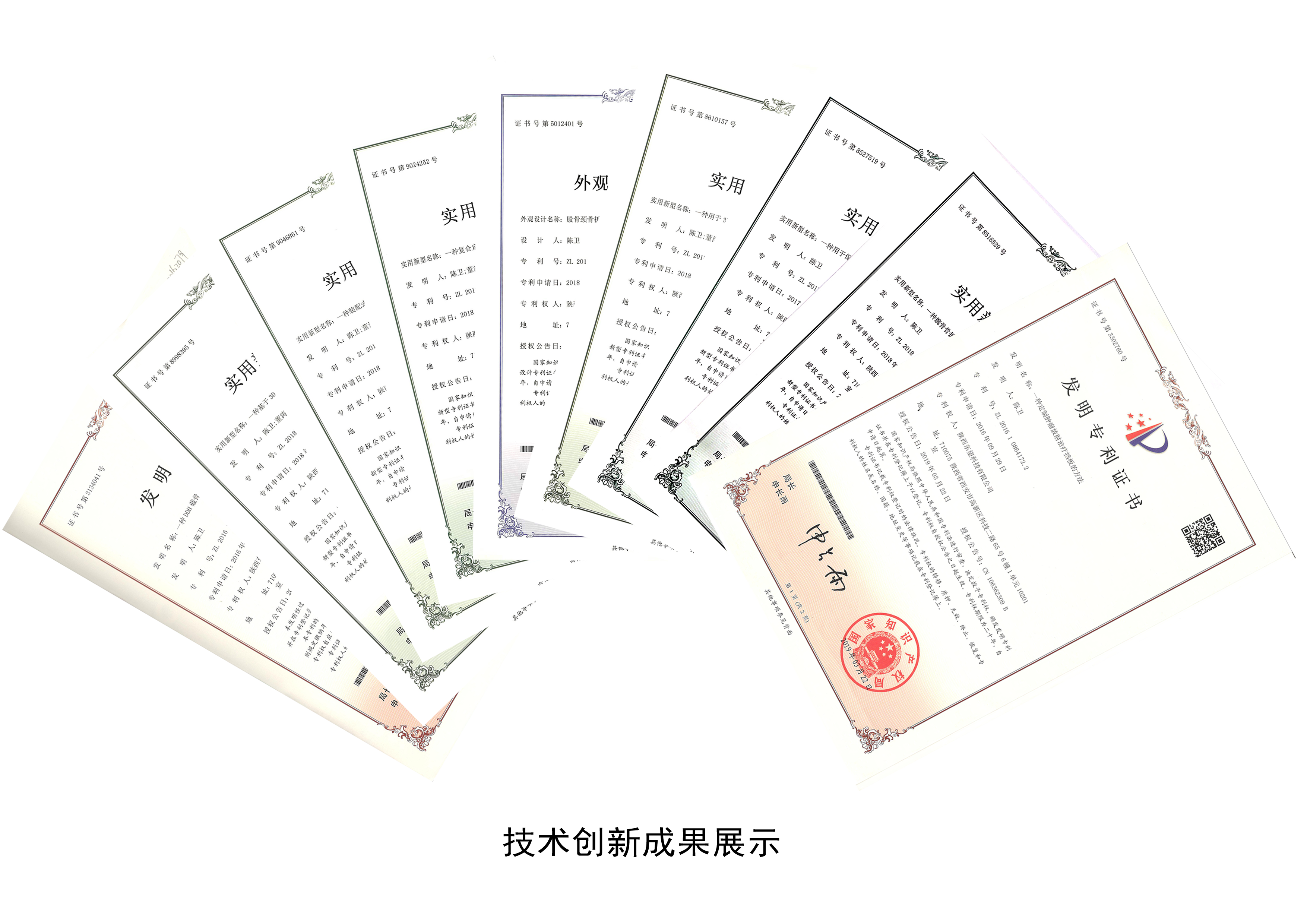 多項(xiàng)專利證書